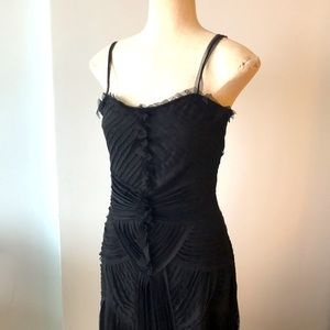 JS Collections Black Pleated Prom Dress